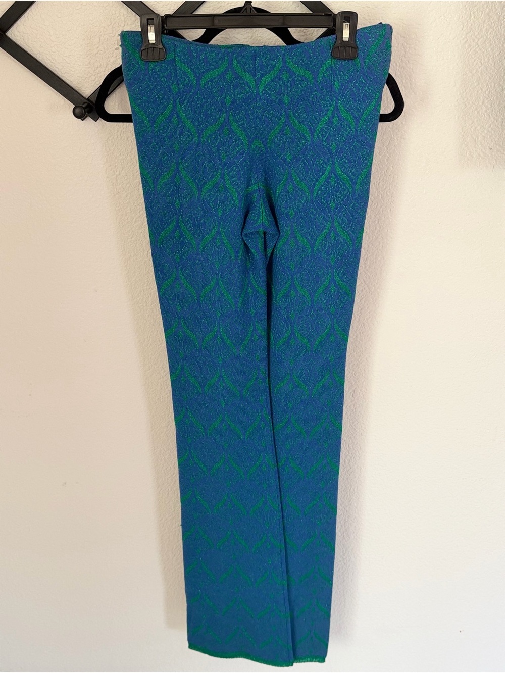 Ekaterina Kukhareva London Blue Green Jacquard Flare Pants Size S - Picture 3 of 5
